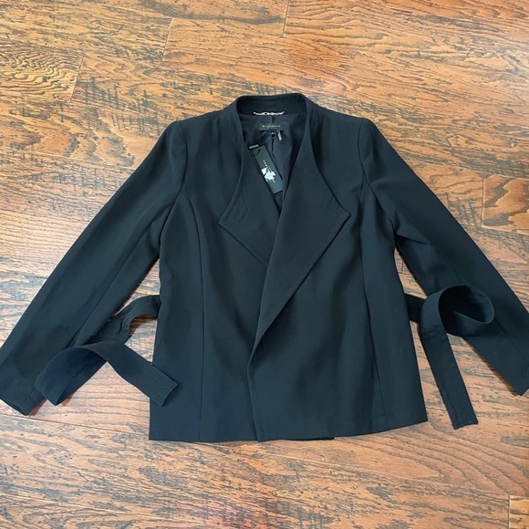 Donna Karan Solid Black Tie Belt Blazer Jacket Size 10 NWT - Picture 3 of 11